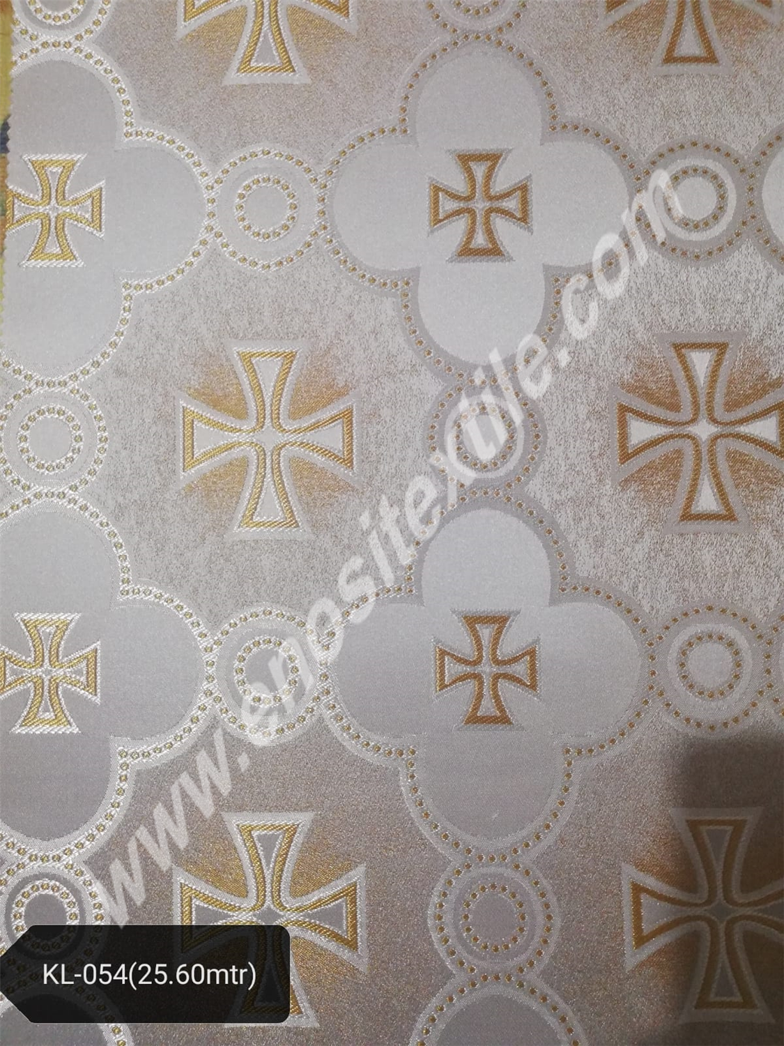 KL-054 White-Gold Brocade Fabrics